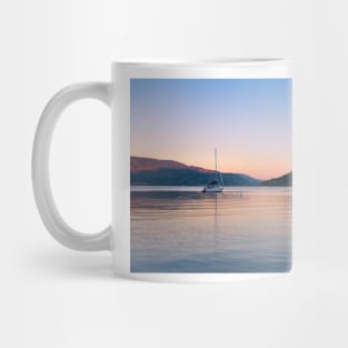 Peaceful Okanagan Lake Sunset with Sailboat View Mug